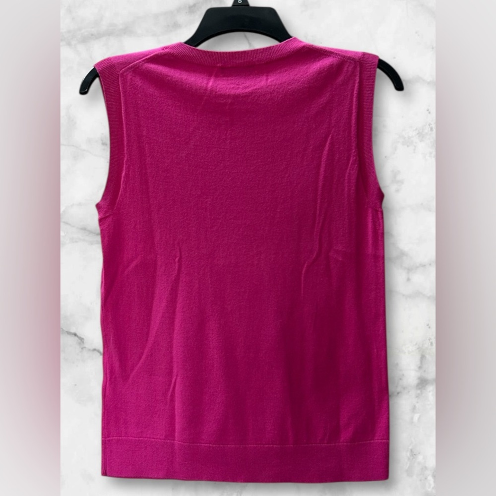 J. Crew Barbie Core Magenta Pink Knit Sleeveless Sweater Tank Top Size S - Picture 4 of 10